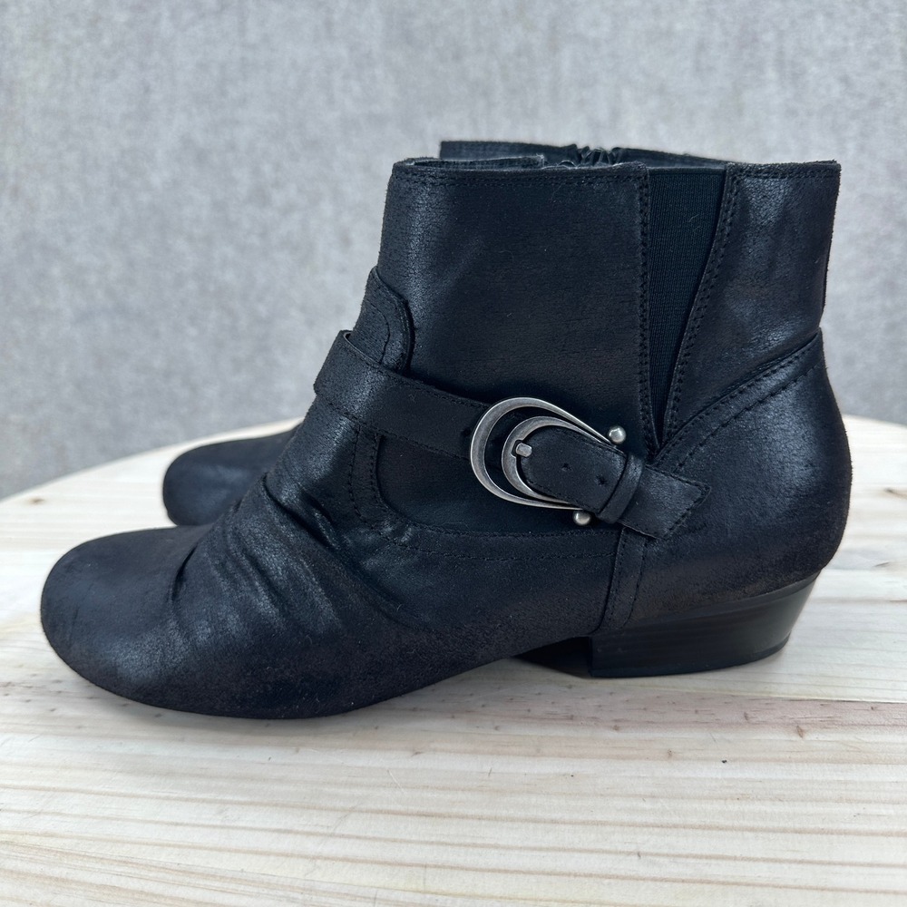 Cloudwalkers Trinity Shimmery Ruched Ankle Boots Womens 9.5 W Low Wedge Booties